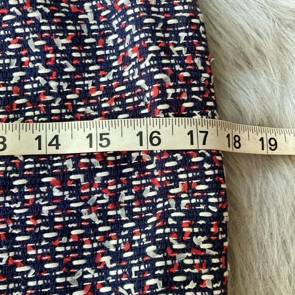 Talbots Petite Sz 2P Pencil Skirt Lined Red Navy Blue Knit Straight Career Work - Picture 12 of 12